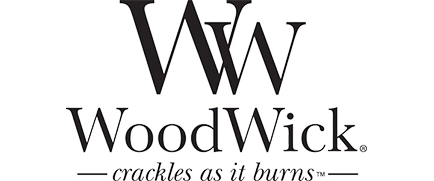 Logo WoodWick, bougies mèches bois qui crépitent