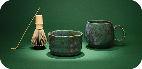 Ensemble chawan, chasen et chashaku