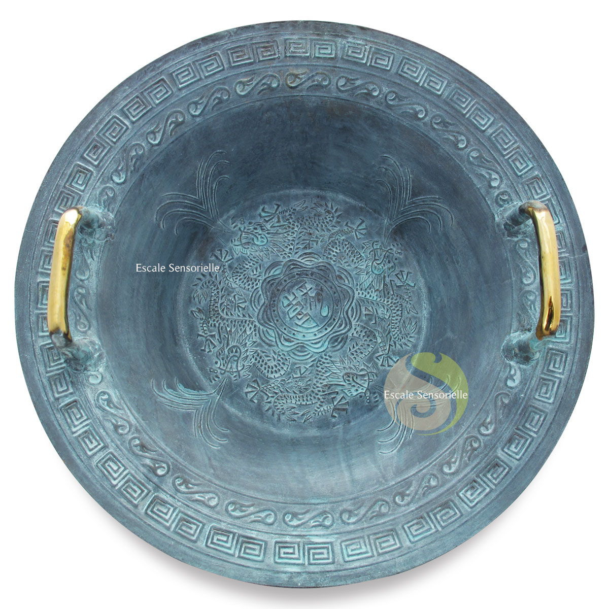 Bol taoïste chinois jaillissant Lung ding 38 cm Escale Sensorielle longxi jallissant chinois méditation