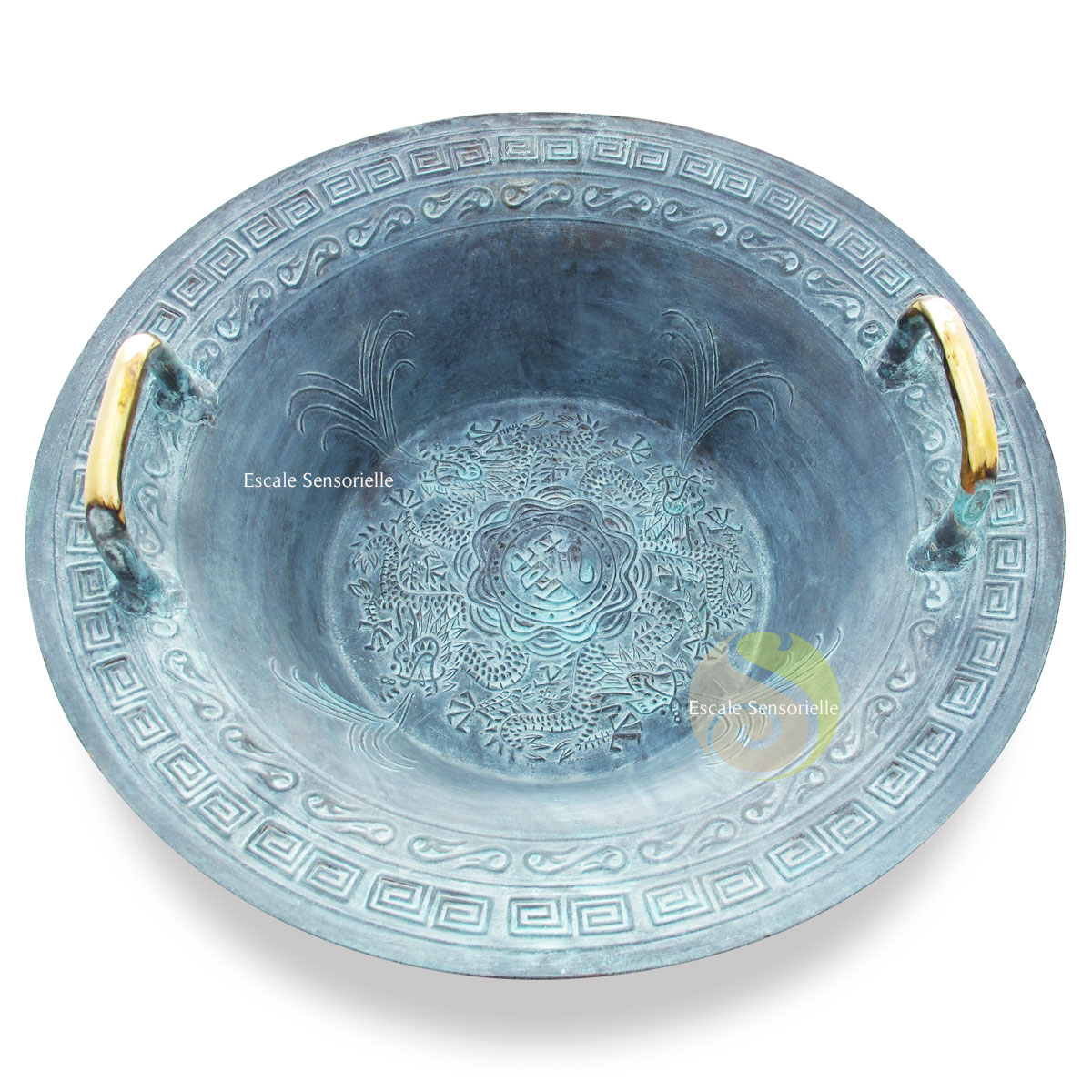 Bol taoïste chinois jaillissant Lung ding 38 cm Escale Sensorielle longxi jallissant chinois méditation