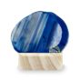 Acheter photophore agate bleu socle bois pierre minérale