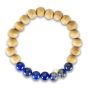 Bracelet lapis lazuli et bois de santal de 50mm avec élastique