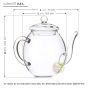Dimensions théière verre borosilicate 500ml pour fleurs de thé 