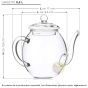 Dimensions théière verre borosilicate 500ml pour fleurs de thé 