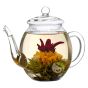Éclosion fleur de thé vert dans théière 500ml en verre borosilicate