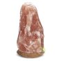 Lampe pierre minérale naturelle socle bois et sel rose d'Himalaya pierre brute 31,5 cm