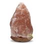 Lampe sur socle bois et sel d'Himalaya pierre brute 28 cm