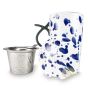 Mikke bleu mug avec poignée et filtre inoxydable amovible et couvercle assorti