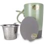Nava green mug avec poignée et filtre inoxydable amovible et couvercle assorti