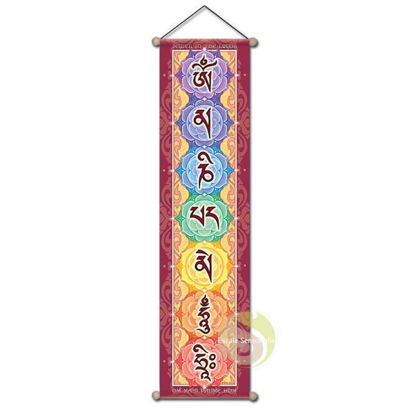 Bannière mantra tibétain OM suspension méditation yoga