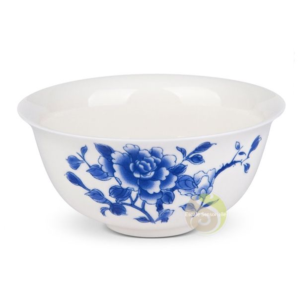 Coupelle porcelaine fleur bleue céramique peinte zen