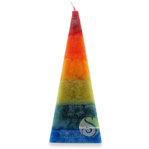 Bougie pyramide rainbow arc-en-ciel chakras naturelle