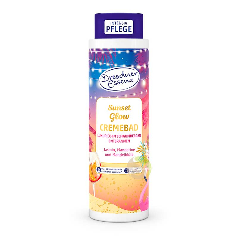 Bain moussant jasmin, madarine et fleurs d'amandier sunset glow Dresdner Essenz
