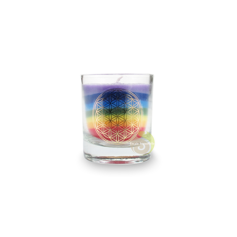Bougie chakra fleur de vie sans parfum coffret de 4 pièces