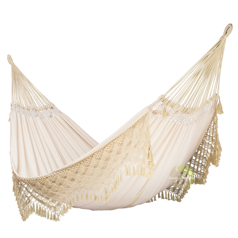 Hamac haut de gamme familial coton bio écologique Bossanova champagne La Siesta 3 personnes