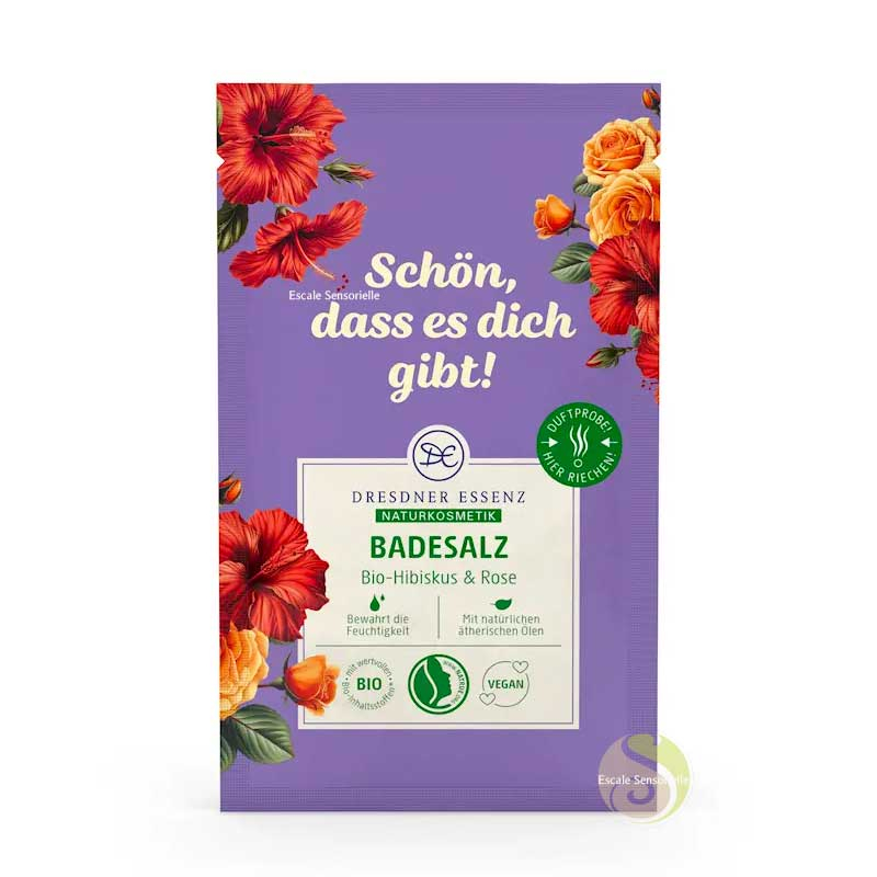 Sel de bain bio hibiscus et rose certifié Natrue Dresdner Essenz