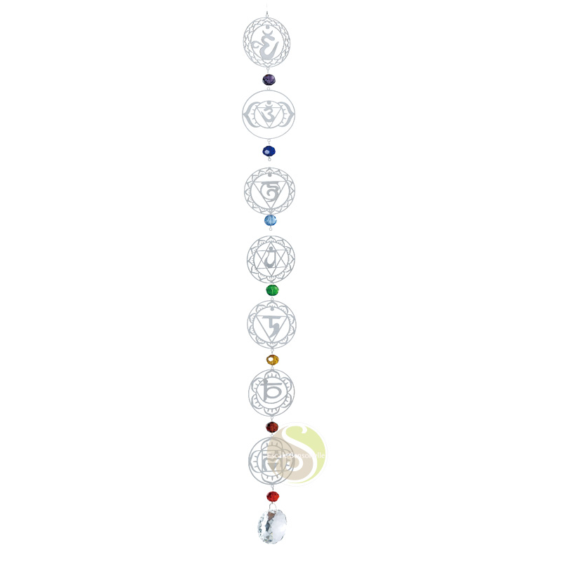 Mobile à vent 7 chakras spinner suspension acier inoxydable