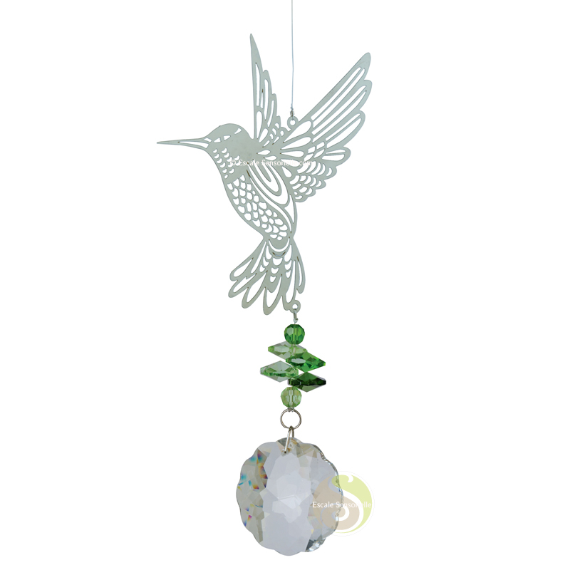 Colibri suspension à vent et cristal feng shui