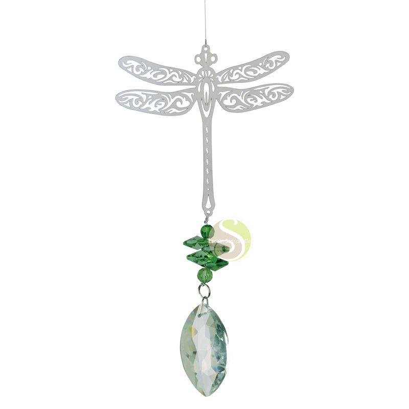 Suspension libellule mobile inox feng shui intérieur extérieur