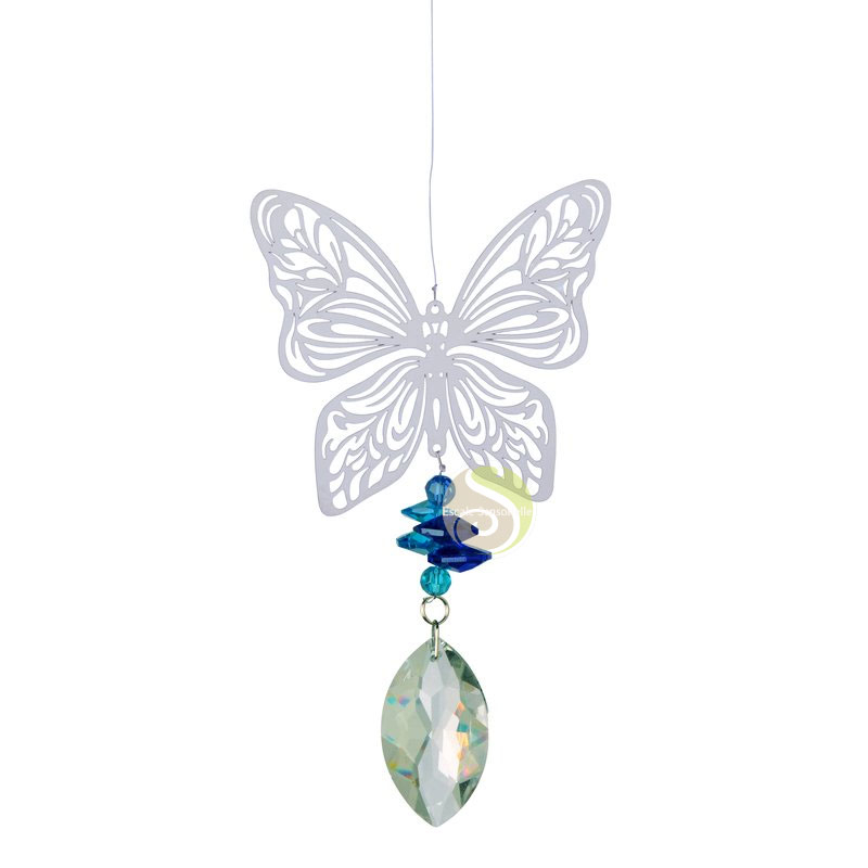 Suspension papillon inox extérieur intérieur mobile magique feng shui