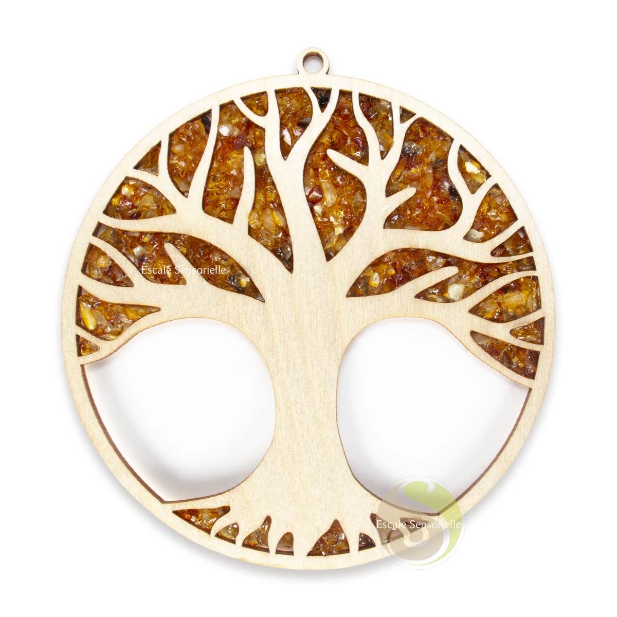 Attrape-soleil ambre et bois arbre de vie décoration naturelle - Escale  Sensorielle