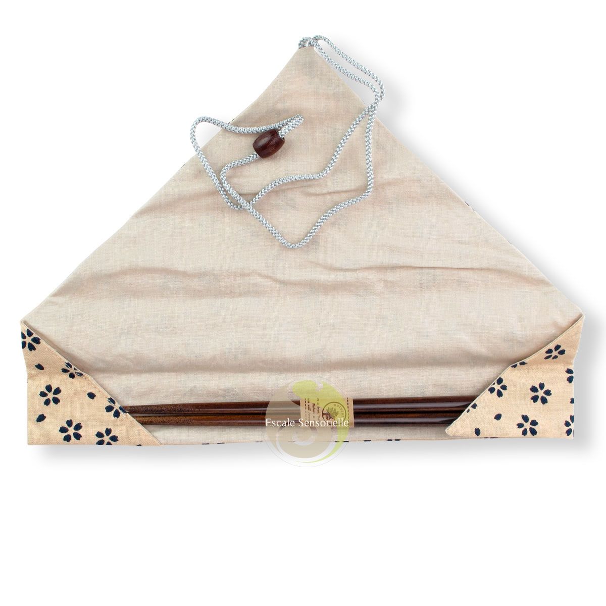 Rangement tissu coton à baguettes japonaises sakura fabrication artisanale  - Escale Sensorielle