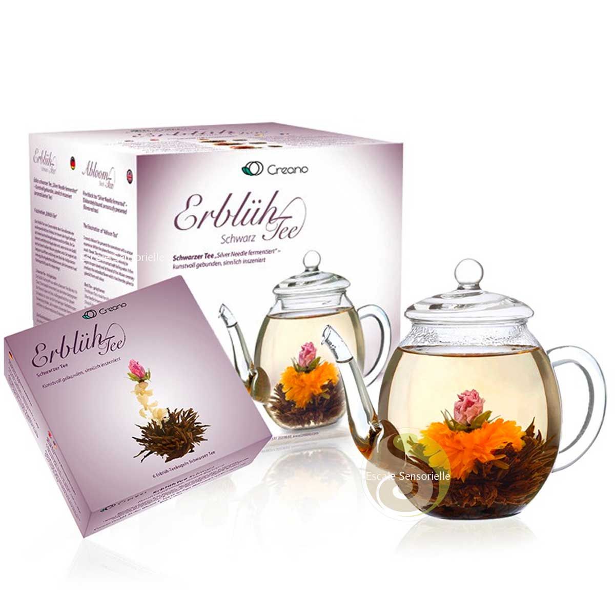Creano Mélange de fleurs de thé – Coffret cadeau avec théière en verre, Thé  vert fruité aromatisé (6 variétés de roses thé), thé en fleur, cadeau de  Pâques : : Epicerie