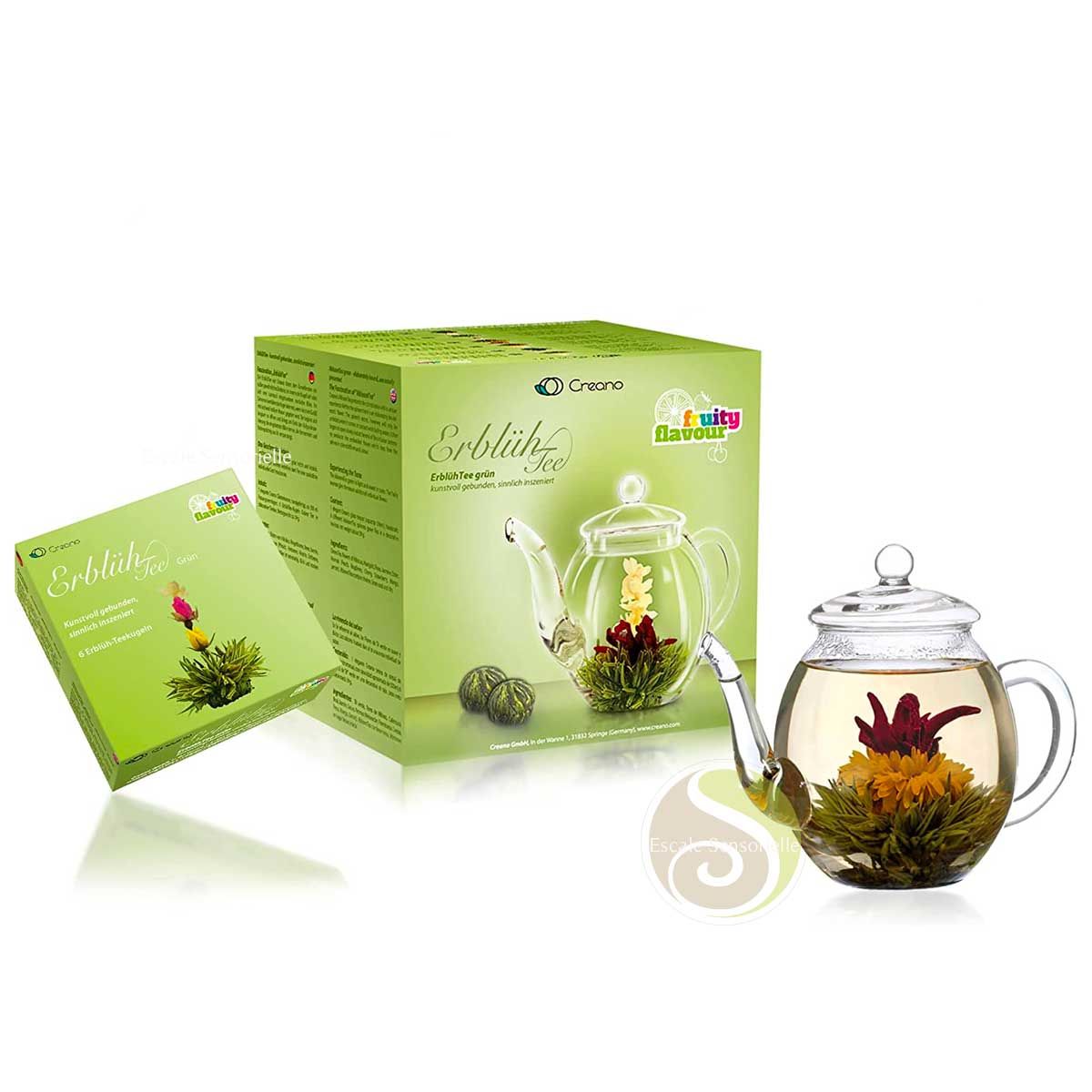 Creano Mélange de fleurs de thé – Coffret cadeau avec théière en verre, Thé  vert fruité aromatisé (6 variétés de roses thé), thé en fleur, cadeau de  Pâques : : Epicerie