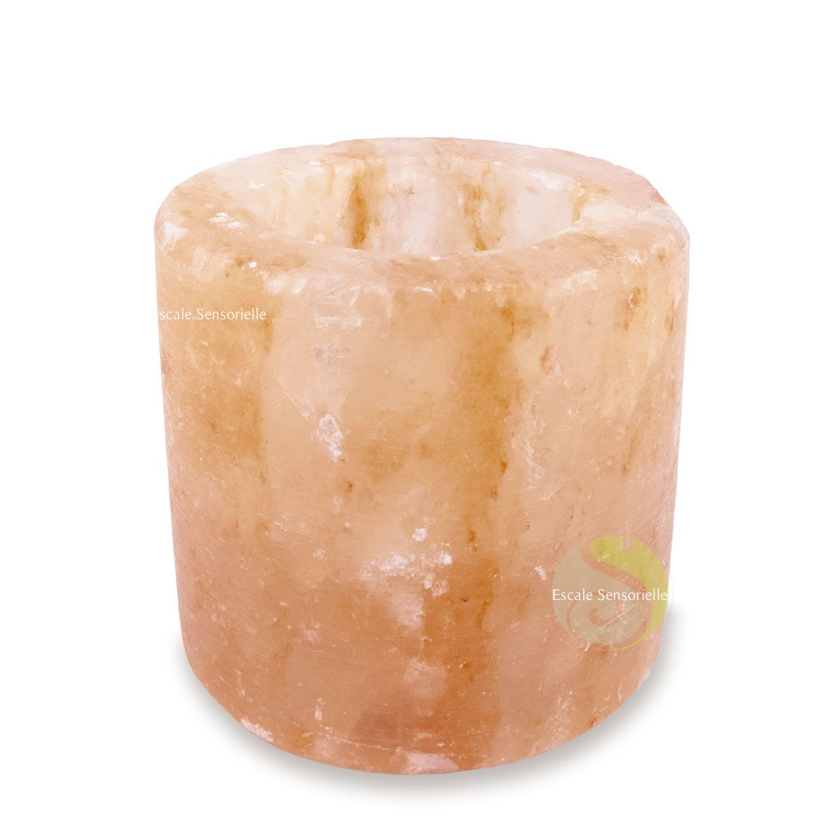 Photophore cylindrique sel d'Himalaya pierre naturelle bougie éclairage  déco - Escale Sensorielle