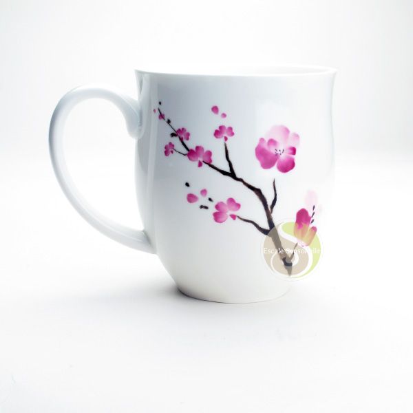 Les tasses à thé fleurs rouges Ensemble de 4