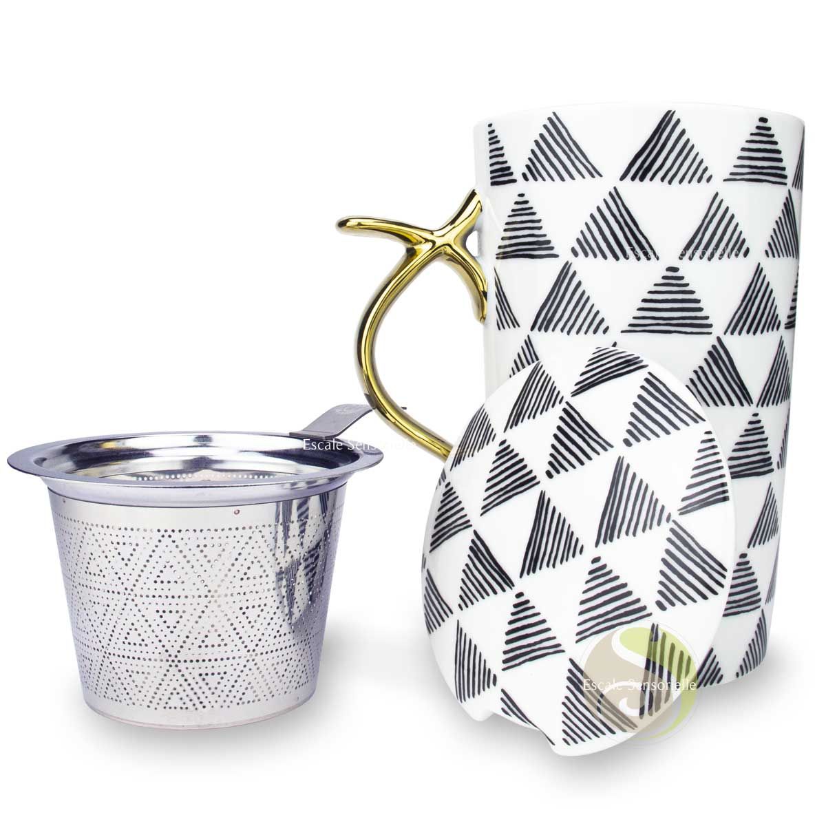 Tasse individuelle avec filtre inox pour tisane thé ou infusion tisanière  liva triangle - Escale Sensorielle