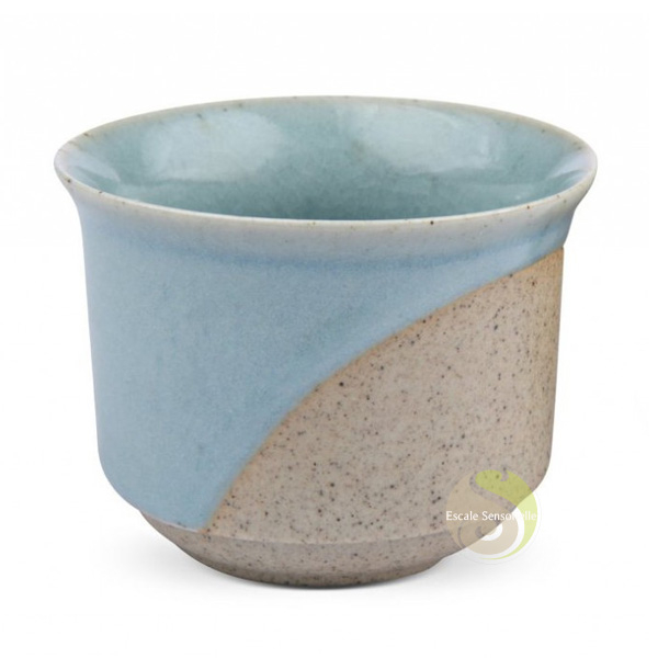 Tasse bicolore à thé bleu beige 100ml infusion tisane