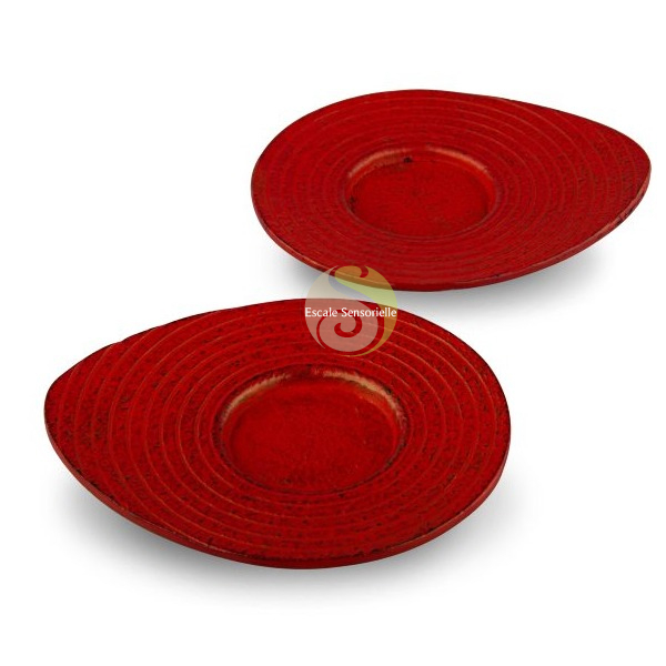 Coupelle à thé fonte tasse rouge carmin Hikari soucoupe
