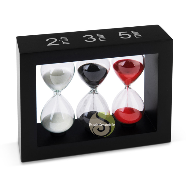 Triple sablier temps infusion thé vert noir blanc