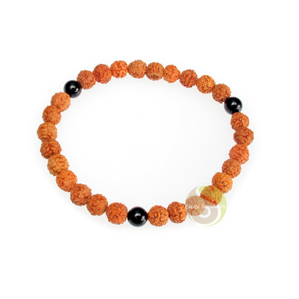 Aum rudraksha & onyx bracelet stabilité chakra racine yoga