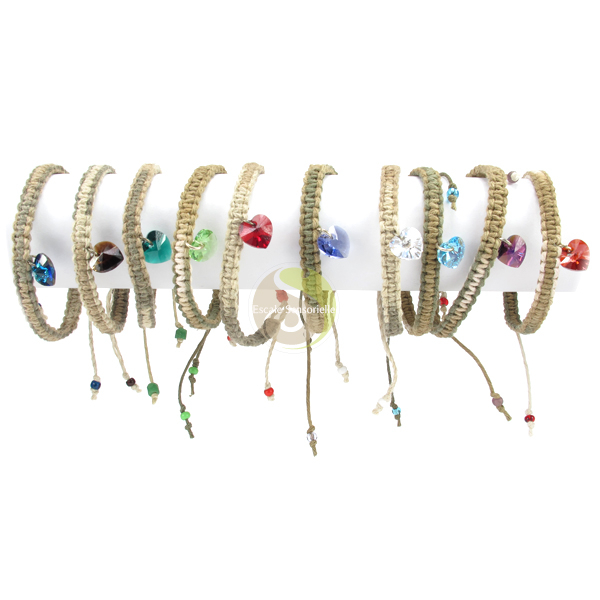 Bracelet chanvre macramé coeur swarovski signe astro zodiaque