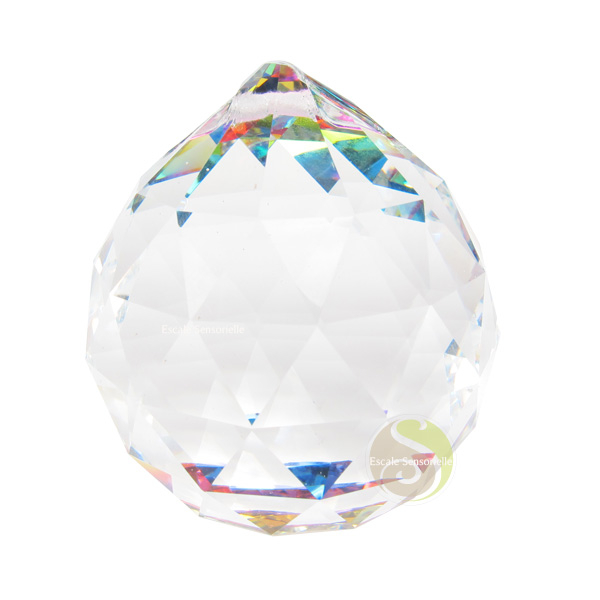 Boule multicolore feng shui à accrocher fenêtre arc-en-ciel cristal facetté