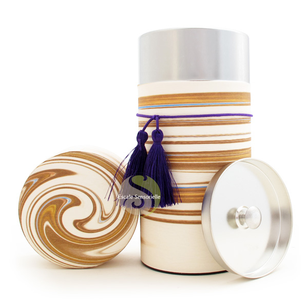 Boite washi thé décor papier japonais caramel 2 couvercle
