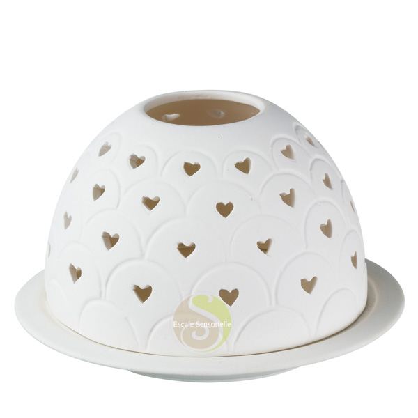 Photophore porcelaine brûle parfum Cœur 
