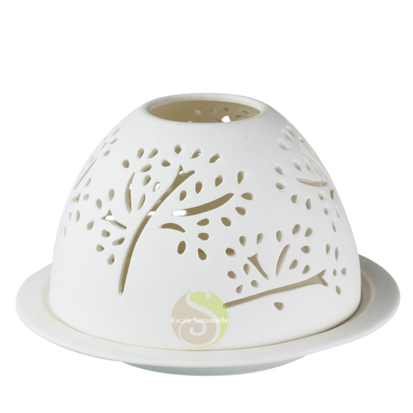 Fleurs de sureau photophore kaolin porcelaine blanche