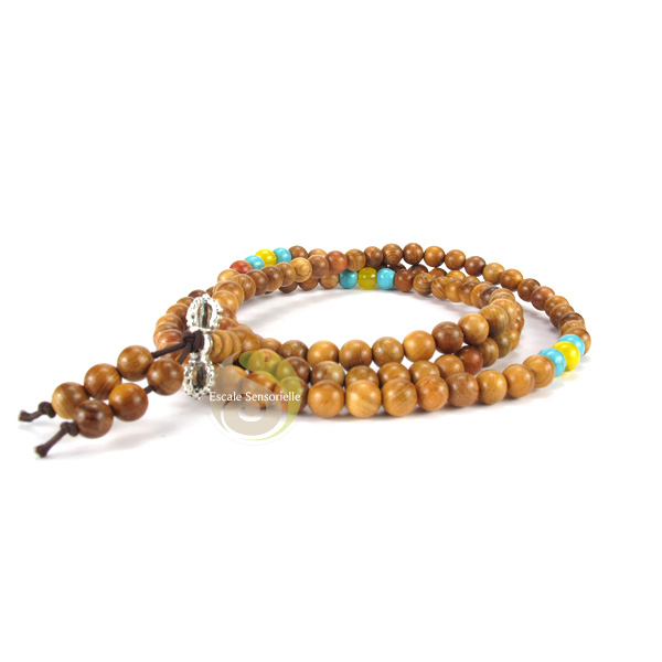 Mala dorje chapelet bois 108 perles rituels tibétains