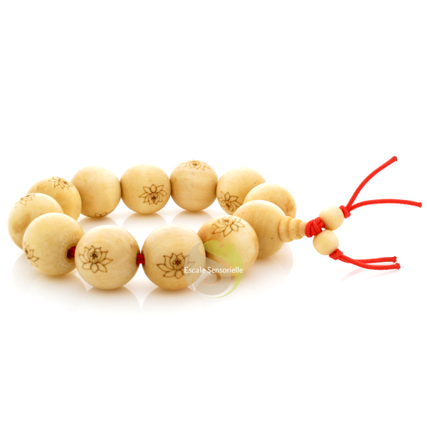 Bracelet fleur de lotus mala tibétain bois