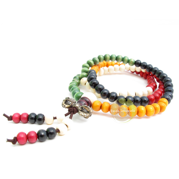 Mala dorjé tibétain chapelet bois 108 perles