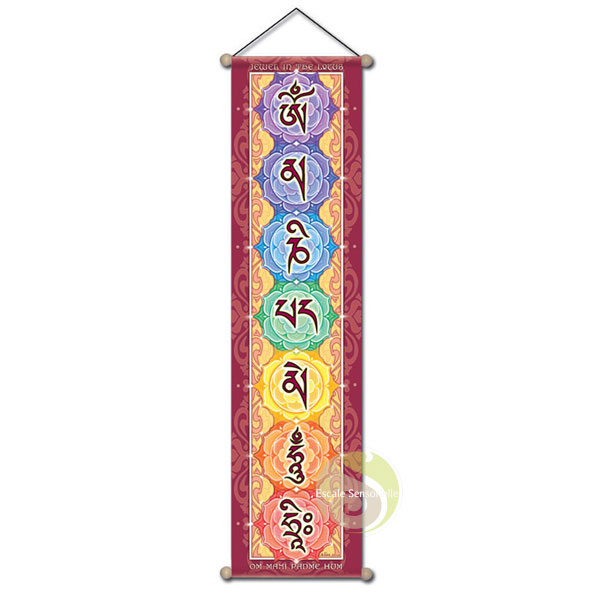 Bannière mantra tibétain OM suspension méditation yoga