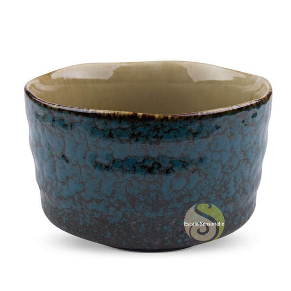 Bol à thé bleu marbré 400ml en céramique pour thé en poudre