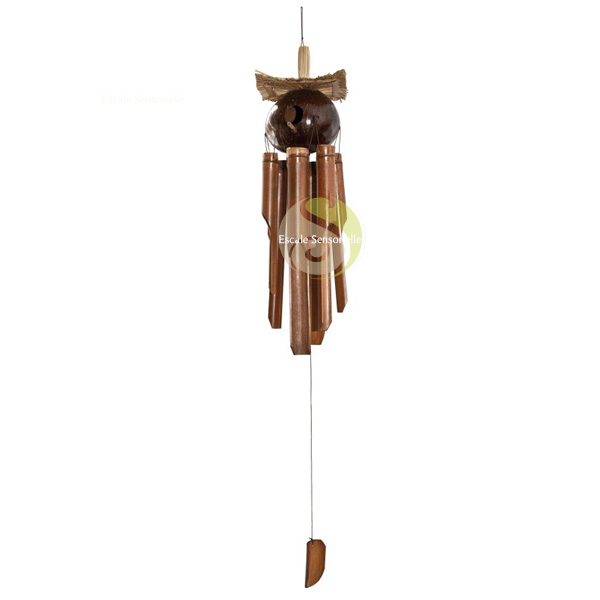 Carillon nid d'oiseau bambou naturel hauteur 50 cm