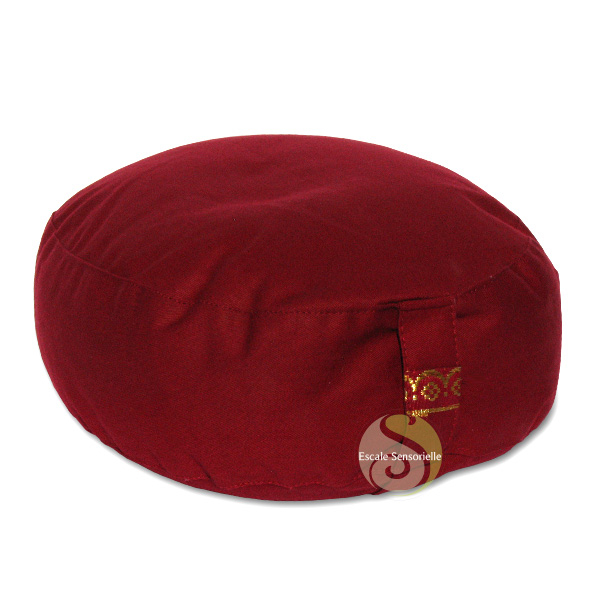 Coussin de voyage rouge déhoussable garni de cosses de sarrasin