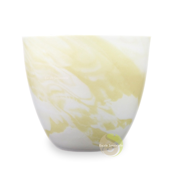 Photophore marbré jaune blanc bougie déco table maison douceur