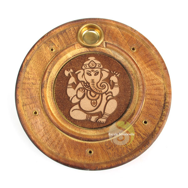 Ganesh support à encens bois façonnée à la main
