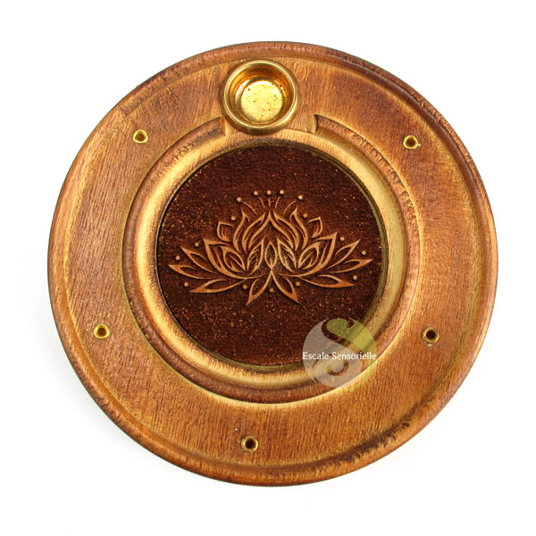 Fleur de lotus support à encens indien japonais bois motif